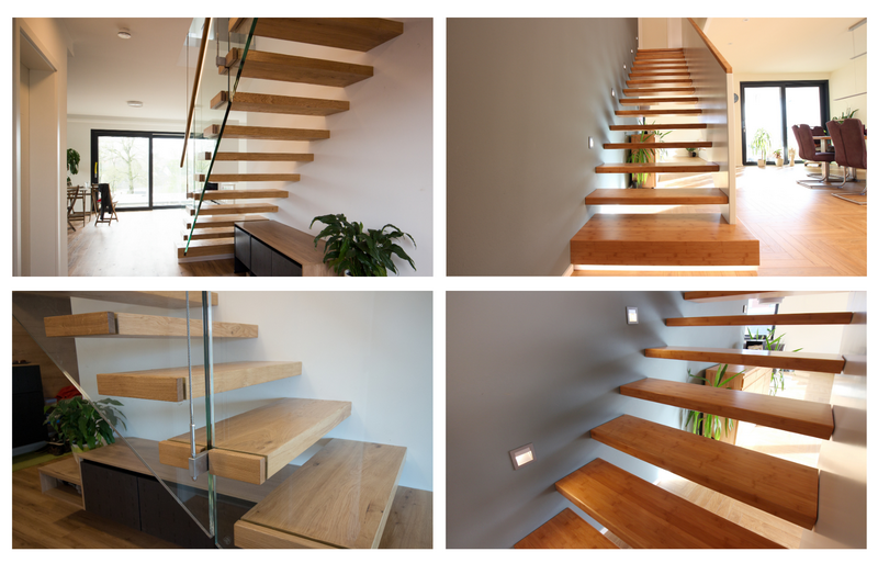 links: Eichenstufen mit Hartwachsöl   rechts: Bambusstufen PUR-lackiert seidenmatt     Bildquelle: GRÄFE