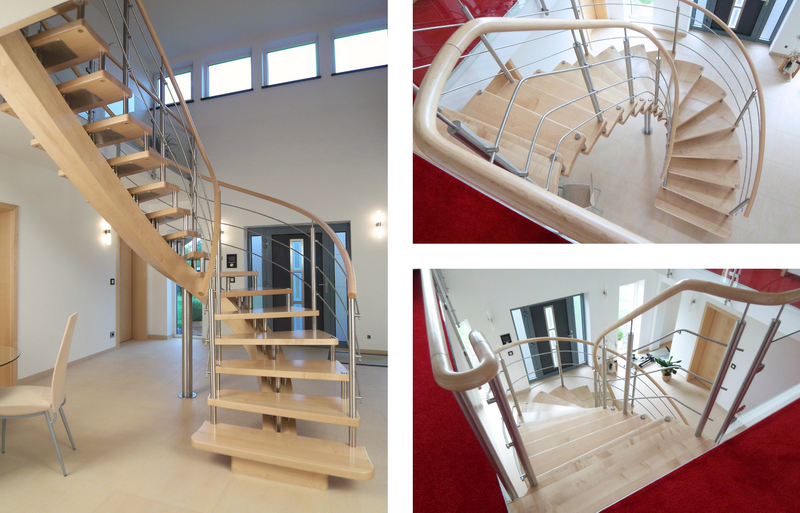 moderne Tragbalkentreppe in Ahorn mit Edelstahl und Glas Bildquelle: GRÄFE moderne Tragbalkentreppe in Ahorn mit Edelstahl und Glas Bildquelle: GRÄFE