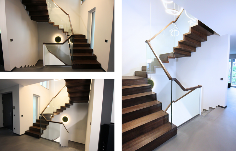 Wandscheibengeländer zum Keller hin und Faltwerk mit Glasscheiben zum OG hin Bildquelle: GRÄFE