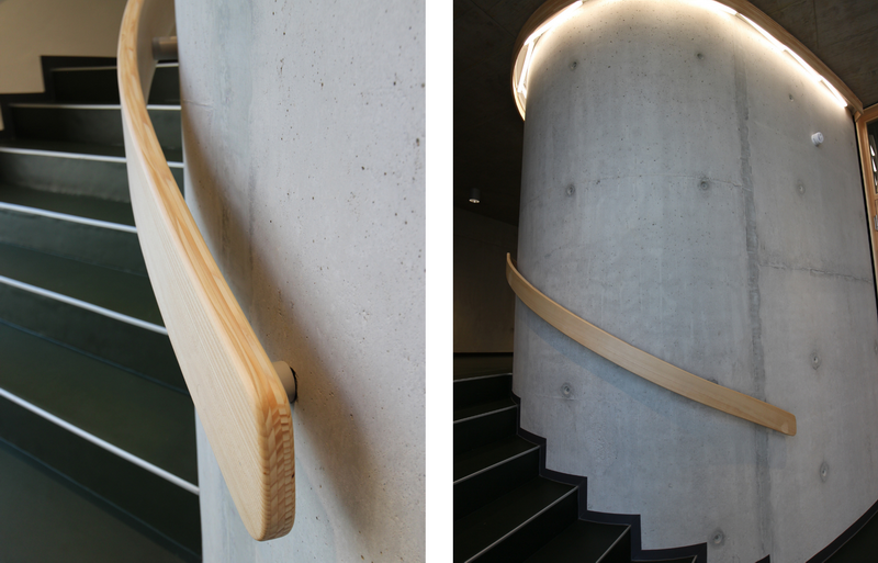 dreidimensional gebogener Treppenhandlauf in Lamellenverleimung   Bildquelle: GRÄFE